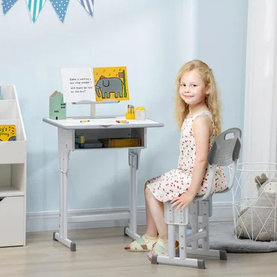 The Range Kids Desk and Chair Set Study Table Height Adjustable - Grey