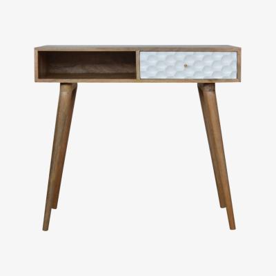 The Range Modern Hand Crafted Honeycomb Carved Writing Desk - Brown