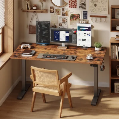 The Range VASAGLEHeight Adjustable Desk, Electric Standing Desk - Rustic Brown