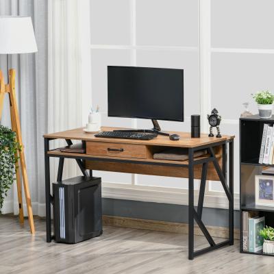 The Range Modern Writing Desk with Storage Shelf Drawer - Black, Brown