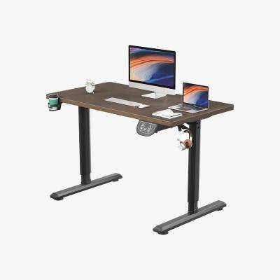 The Range Electric Standing Adjustable Desk with Cup Holder and Hook - Walnut