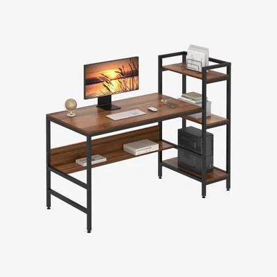 The Range 41.7 Inch Modern Wood Desk with Steel Frame - Red Walnut