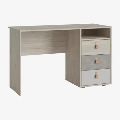 The Range Denim 3-Drawer Desk - Light Walnut