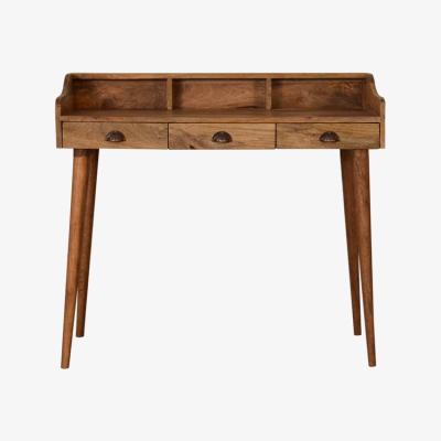 The Range Nordic Style Gallery Back Writing Desk With Cable Access - Brown