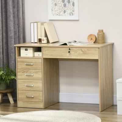 The Range Natural Computer Desk with 5 Drawers - Natural