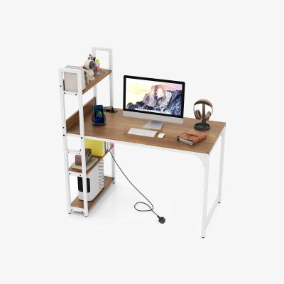 The Range Computer Desk with Power Strip - Natural