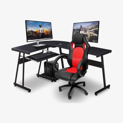 The Range Reversible Black Wooden L Shape Computer Desk Corner Workstation Table - Black