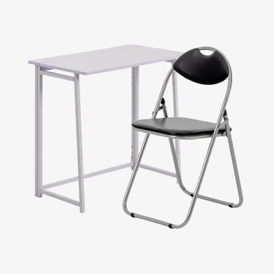 The Range Deluxe Folding Wooden Desk & Chair Set - Lilac/Black - Lilac/Black