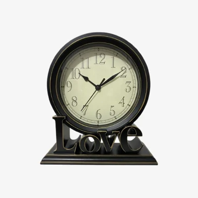 The Range Vintage Love Non Ticking Desk Clock Retro Mantel Clocks Black - Black