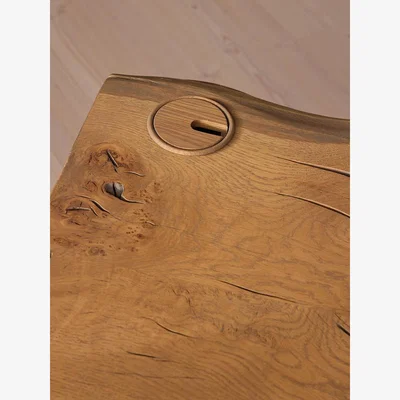 Soho Home Calne Desk, Golden Oak, Grommet, Left, 190cm