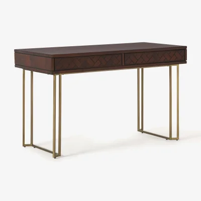 Westwing Mango Wood Desk Luca with Herringbone Pattern