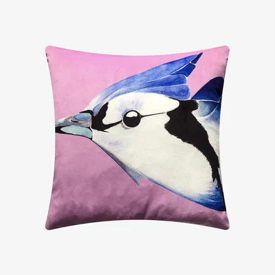 Amara Anna Jacobs - Blue Jay Velvet Cushion - Orchid