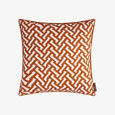 Amara Florence Broadhurst - Zig Zag Cotton Cushion - 50x50cm - Burnt Orange