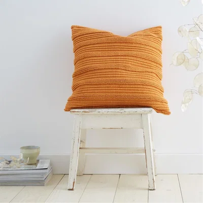 Amara Stripes Cotton Cushion Terracotta