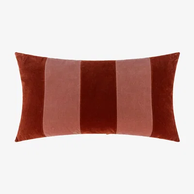 Amara Christina Lundsteen - Stripe Velvet Cushion - 40x80cm - Dark Red/Blush