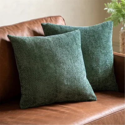 Amara Basketweave Chenille Cushion Olive 2pk - Olive