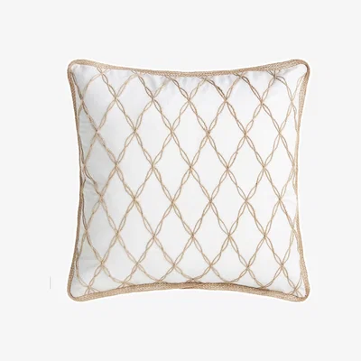 Amara Living Mykonos Linen Cushion with Jute Lattice Detail