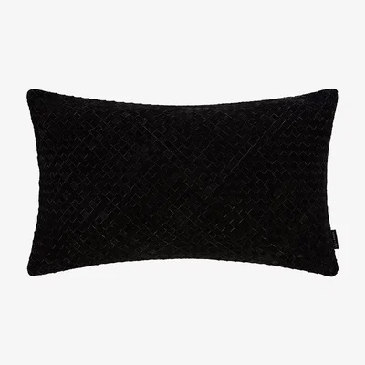 Amara Luxe - Leather Weave Cushion - 30x50cm - Black