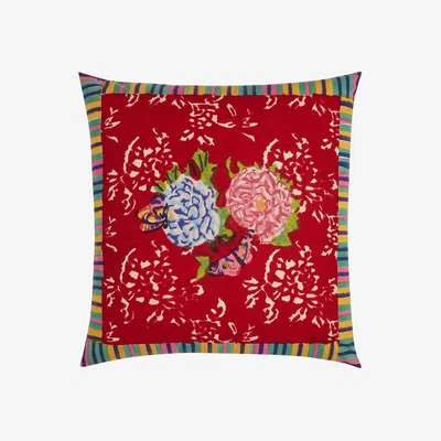 Amara Lisa Corti - Kandem Queen Floral Stripe Cushion - Red - 45x45cm