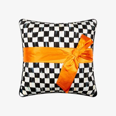 Amara MacKenzie-Childs - Courtly Check Sash Cushion - 50x50cm - Orange