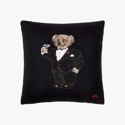 Amara Ralph Lauren Home - Martini Bear Cushion - 50x50cm - Black