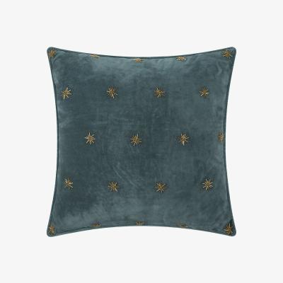 Amara Joanna Buchanan - Embroidered Velvet Star Cushion - 50x50cm - Dark Grey