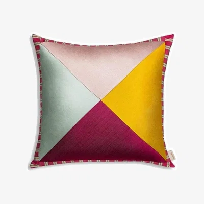 Amara Triangle Pink Patchwork Cushion