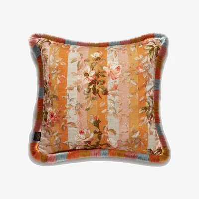 Amara Rainbow Rose Fringe Cushion - 45x45cm