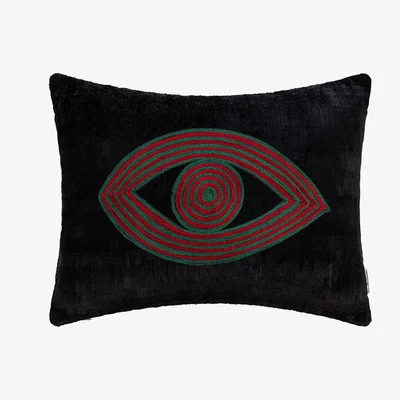 Amara Les Ottomans - Velvet Embroidered Cushion - 40x50cm - Red