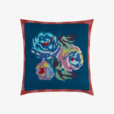 Amara Lisa Corti - Nizam Stripes Floral Cushion - Teal/Rust - 45x45cm