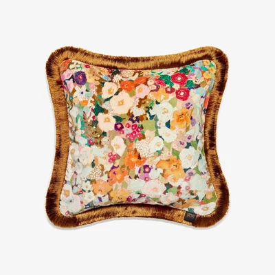 Amara Hollyhocks Fringe Cushion - 45x45cm