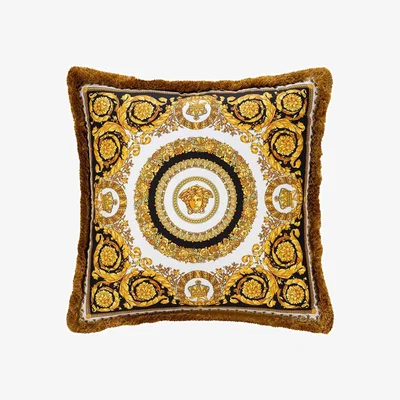 Amara Crete De Fleur Cushion - Black/Gold/White