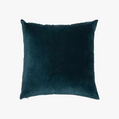 Amara Niki Jones - Velvet Linen Cushion - 50x50cm - Lomond Teal & Natural