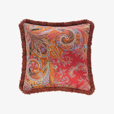 Amara Etro - Cornovaglia Fringed Cushion - Pink - 45x45cm