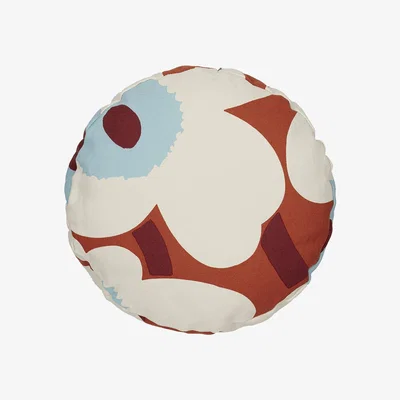 Amara Marimekko - Unikko Round Cushion - Orange/Off White/Blue
