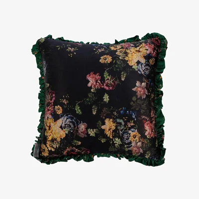 Amara Etched Floral Square Cushion - Green