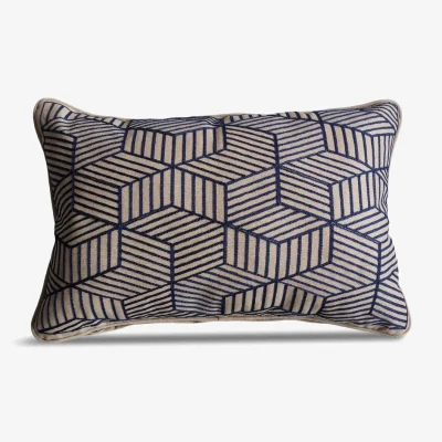 Atkin & Thyme Blue Striped Embroidered Scatter Cushion