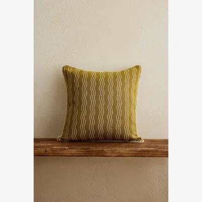 Anthropologie TBCo Olive Wave Cushion