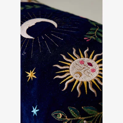 Anthropologie Elizabeth Scarlett Midnight Mysticism Velvet Cushion