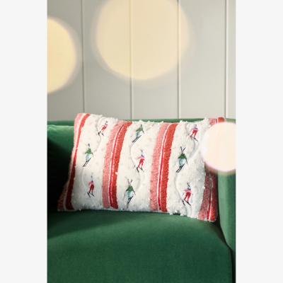 Anthropologie Mountain Skiers Embroidered Cushion