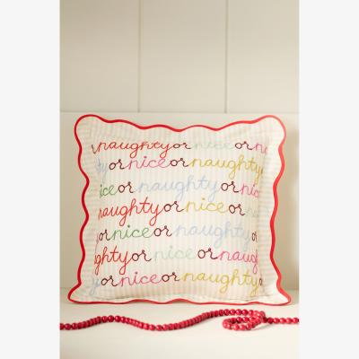 Anthropologie Marlise Embroidered Cotton Holiday Cushion