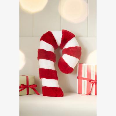 Anthropologie Faux-Fur Candy Cane-Shaped Cushion