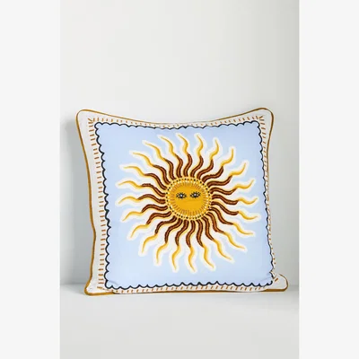 Anthropologie Fortune Embroidered Cotton Slub Cushion