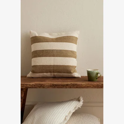 Anthropologie Ellenvale Interiors India Olive Stripe Cushion