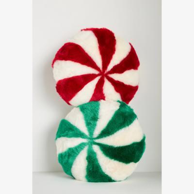 Anthropologie Peppermint Faux-Fur Cushion