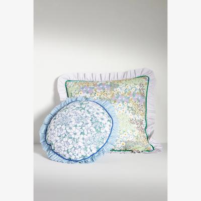 Anthropologie Nalini Floral Ruffle Cotton Cushion