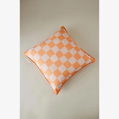 Anthropologie Colours of Arley Orange Check Cushion