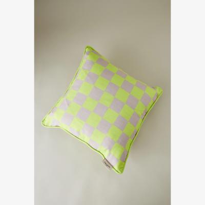 Anthropologie Colours of Arley Lime Check Cushion