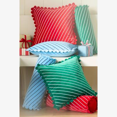 Anthropologie Cotton Velvet Striped Cushion