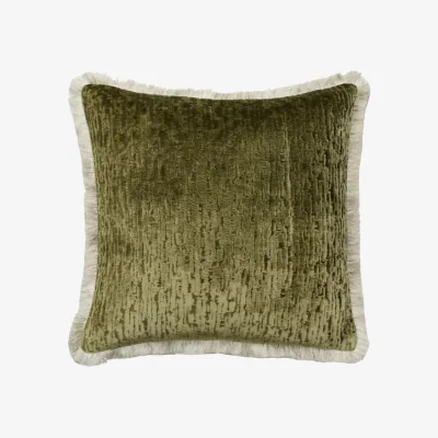 Andrew Martin Roma Olive, Sustainable Feather, Cushion - Andrew Martin Sophie Paterson Linen Blend & Velvet Plain